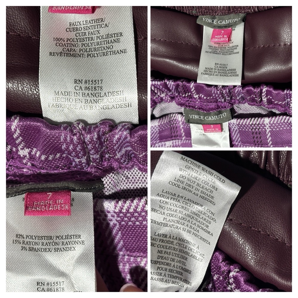 Vince Camuto 2 Girls Skirt Set Sz 7 Pleated Purple Plaid & Plum Faux Leather NEW - Picture 9 of 11